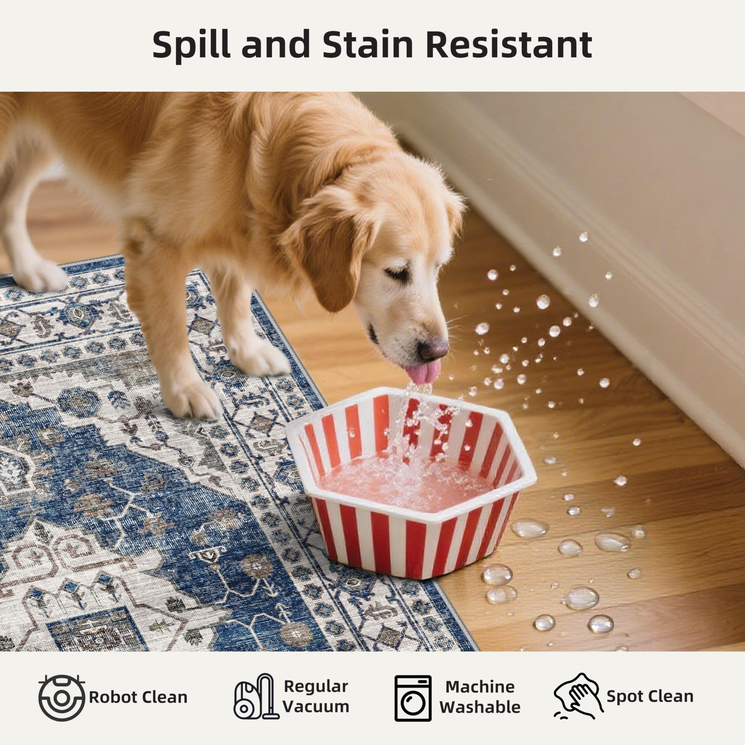 HY HAO YUN LAI non-slip kitchen mat blue keeps spills from spreading on hardwood floors