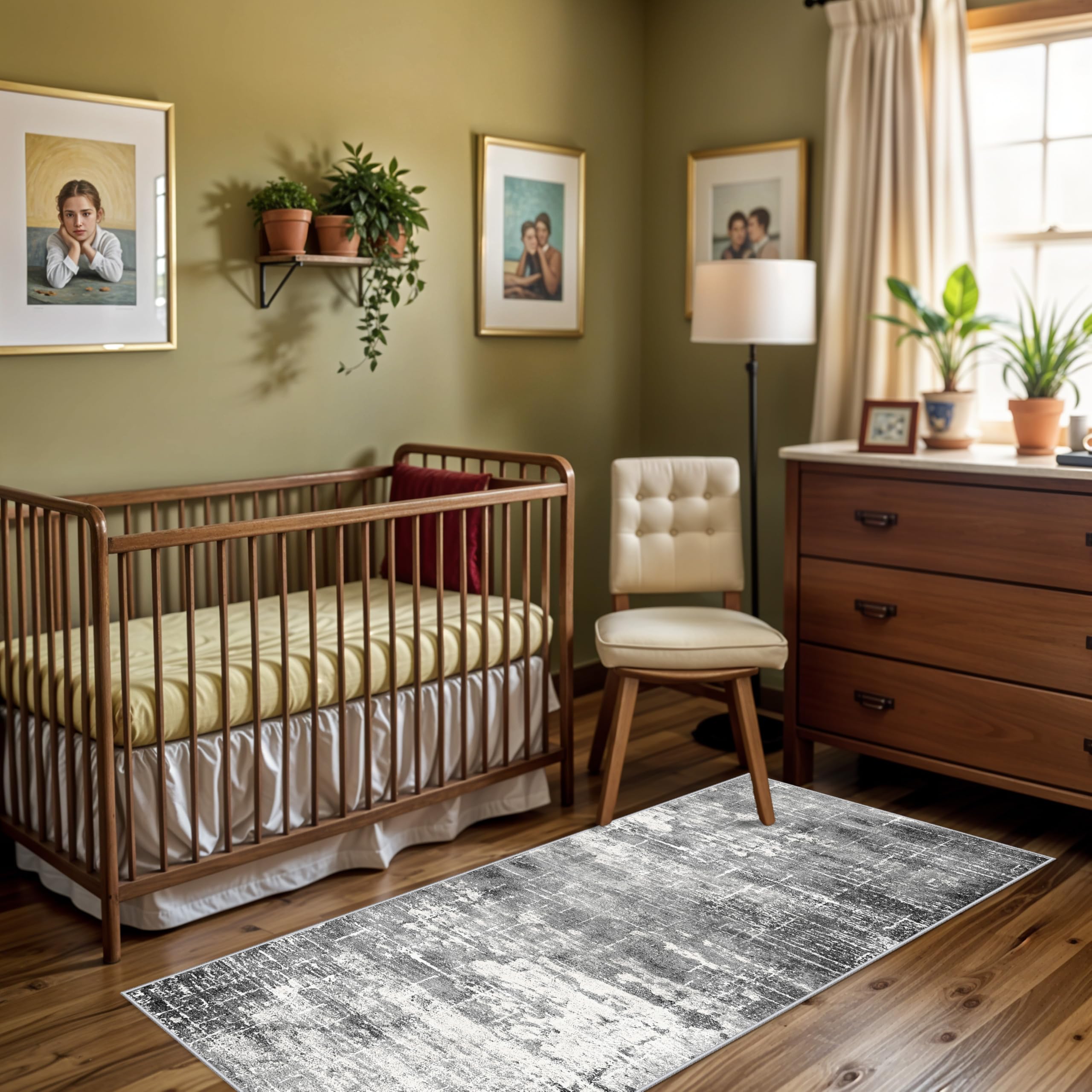 HY HAO YUN LAI rug with non-slip backing stays in place on hard floors.