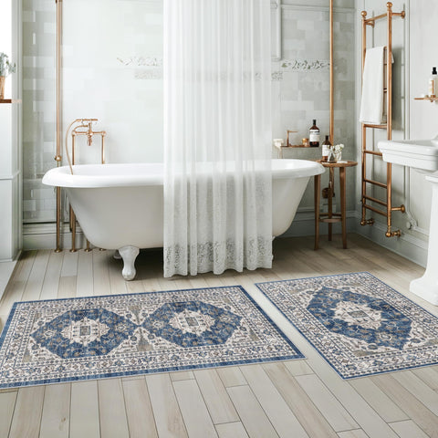 HY HAO YUN LAI soft blue rug protects high-traffic areas like sink fronts