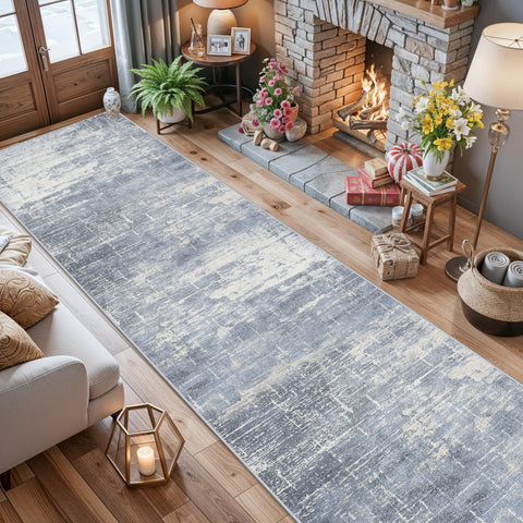 HY HAO YUN LAI soft living room runner blue ivory for cozy decor