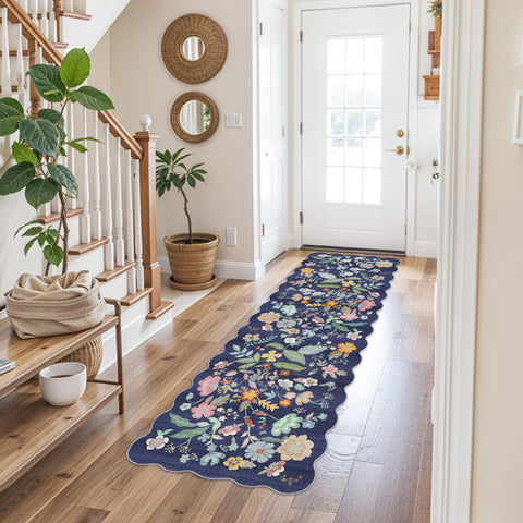 HY HAO YUN LAI soft low-pile hallway rug blue purple ideal under furniture.
