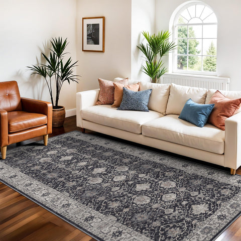 HY HAO YUN LAI soft low-pile rug in black for comfortable footing