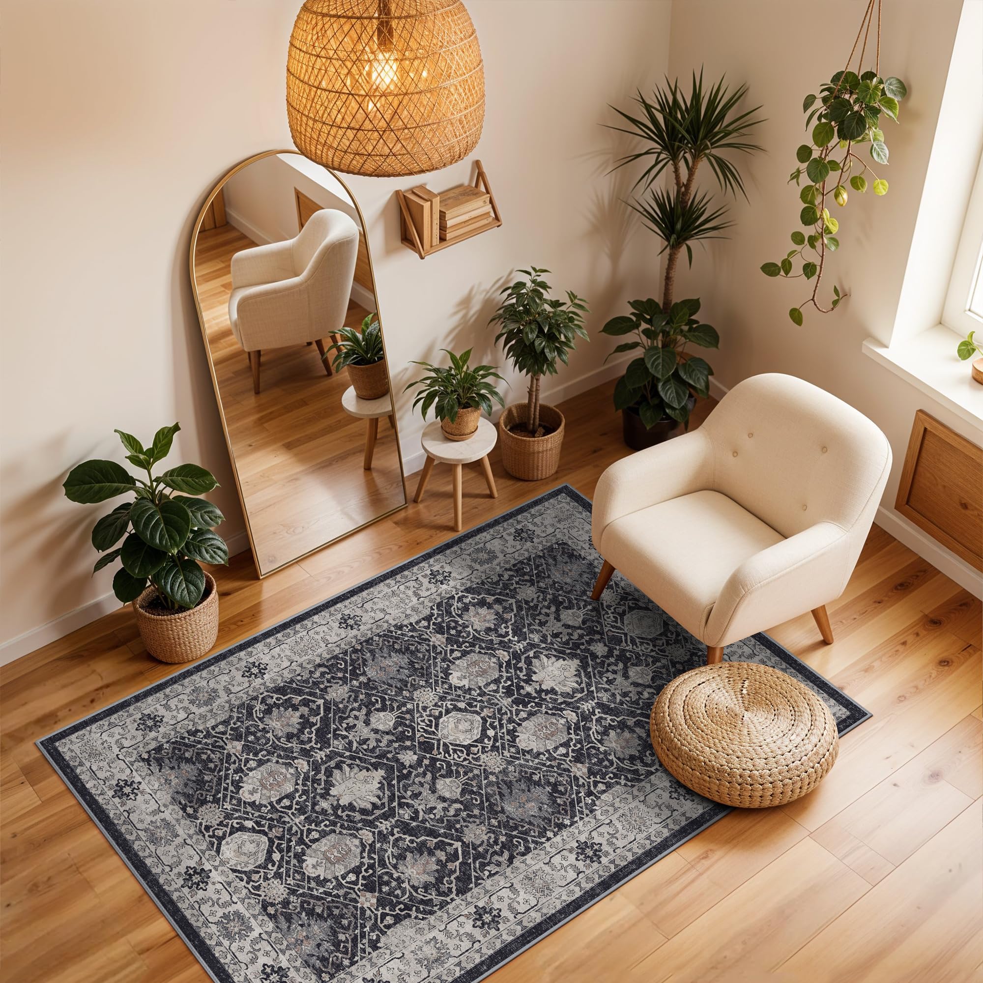 HY HAO YUN LAI ultra soft low-pile rug offers cozy underfoot comfort.