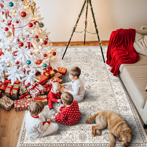 HY HAO YUN LAI vintage farmhouse pattern rug adds cozy appeal to living spaces.
