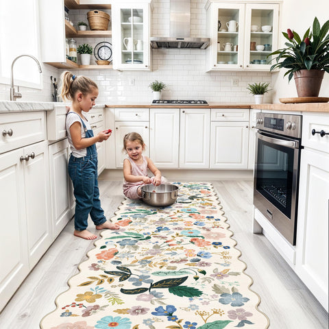 HY HAO YUN LAI 2x8 cream rug close-up showing soft texture ideal for high-traffic halls.