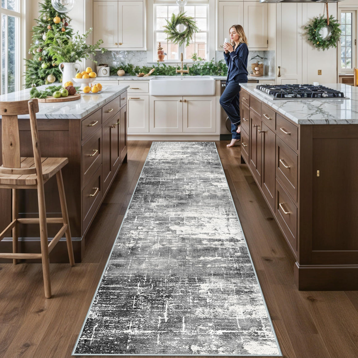 HY HAO YUN LAI washable kitchen rug with abstract pattern for easy cleaning