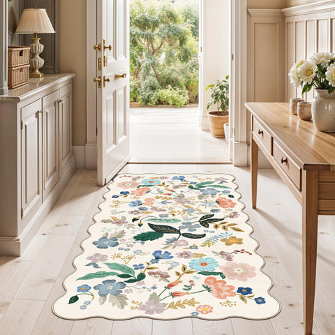 HY HAO YUN LAI cream rug non-slip base demonstrating secure footing