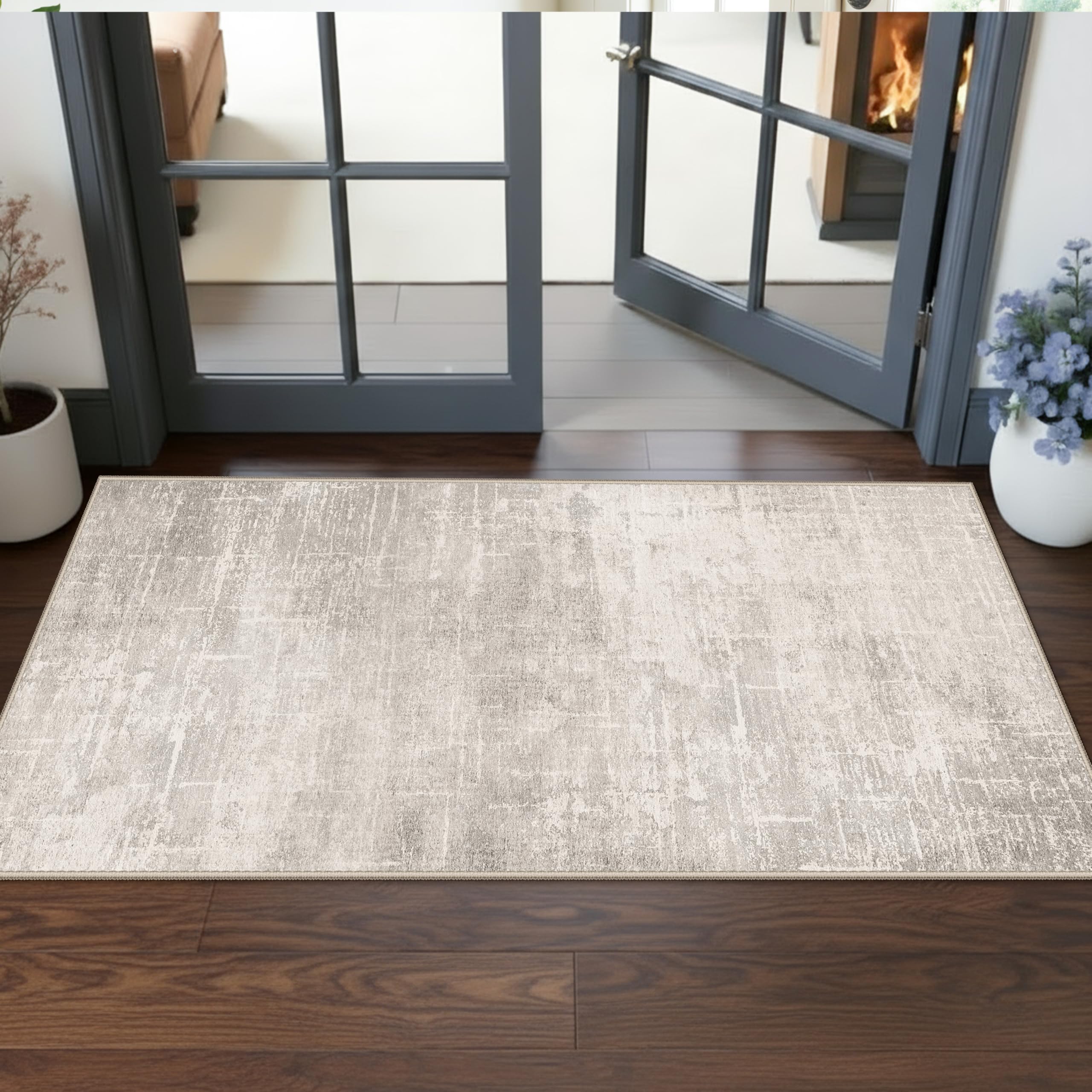 HY HAO YUN LAI washable kitchen runner in beige with easy-care and stain resistance.