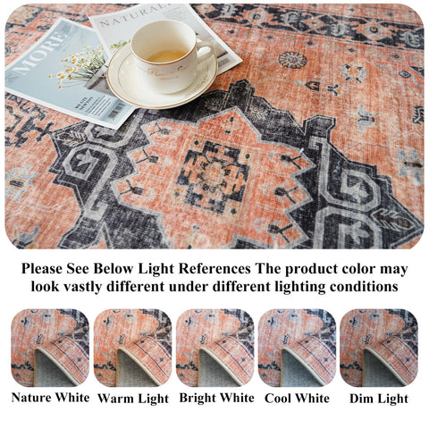 HY HAO YUN LAI orange 2x6 runner offers soft underfoot comfort for high-traffic areas.