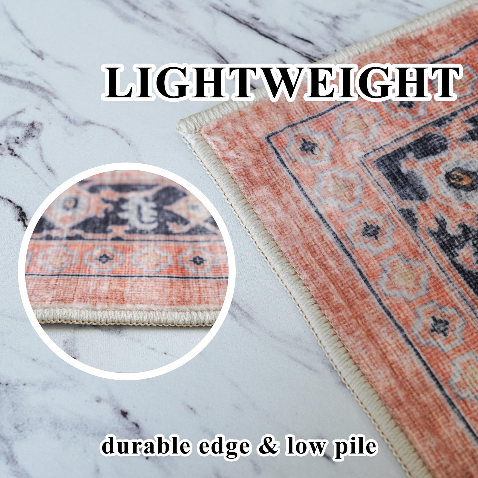 HY HAO YUN LAI orange 2x6 runner complements decor while remaining easy to maintain.