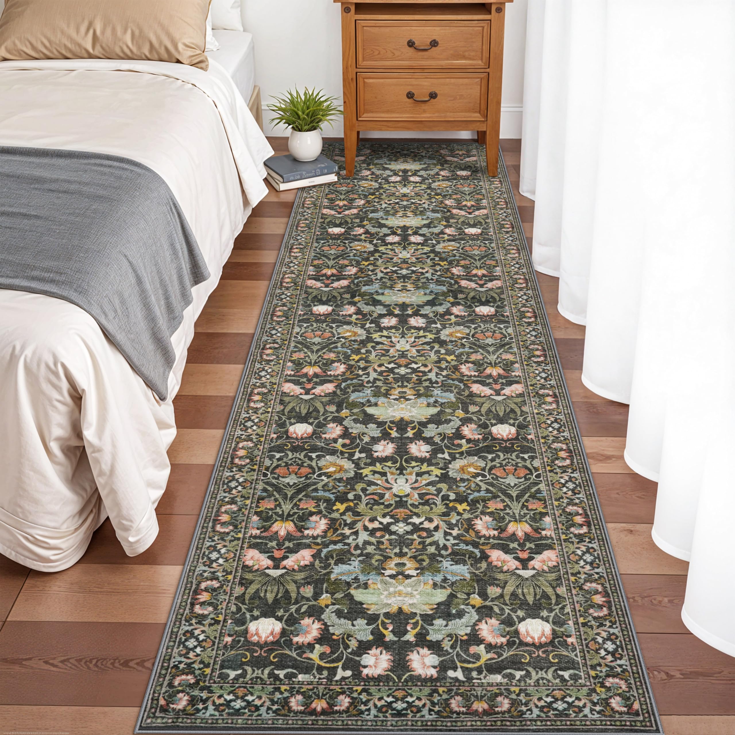 HY HAO YUN LAI green entryway rug—durable design for high-traffic spaces.