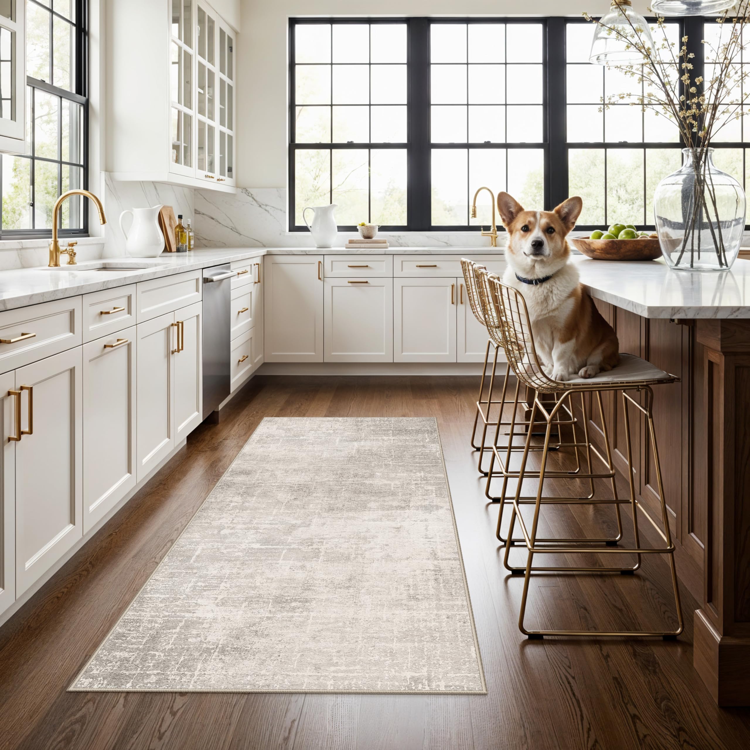 HY Hao Yun Lai washable 3x5 kitchen rug with non-slip surface for busy entryways