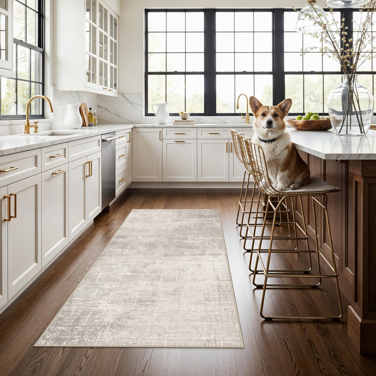 HY Hao Yun Lai washable 3x5 kitchen rug with non-slip surface for busy entryways