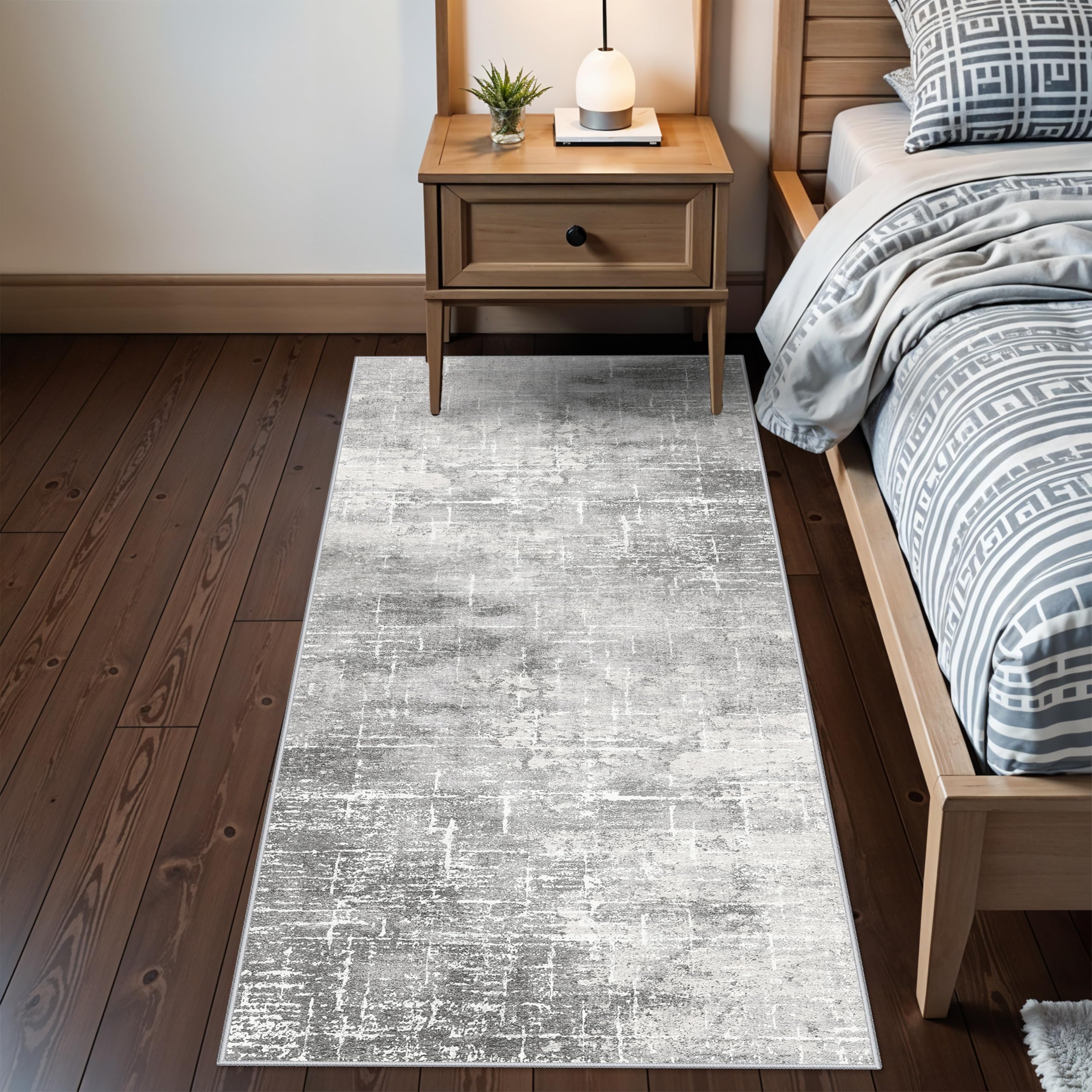 HY HAO YUN LAI washable abstract 2x6 rug with non-slip base for safety