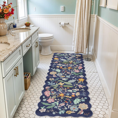HY HAO YUN LAI washable rug blue purple with non-slip backing keeps entryways safe.