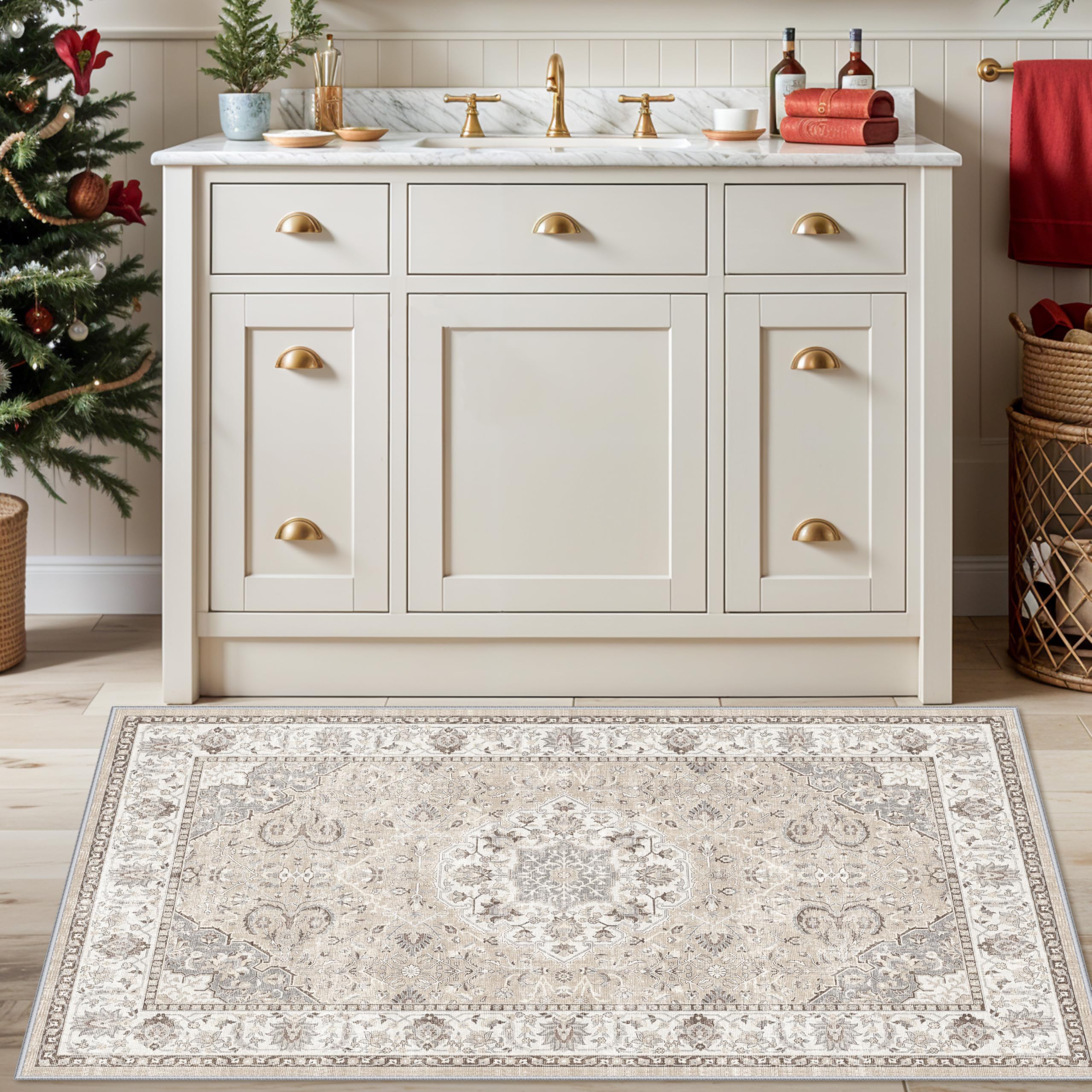 HY HAO YUN LAI water-resistant beige rug for living spaces.
