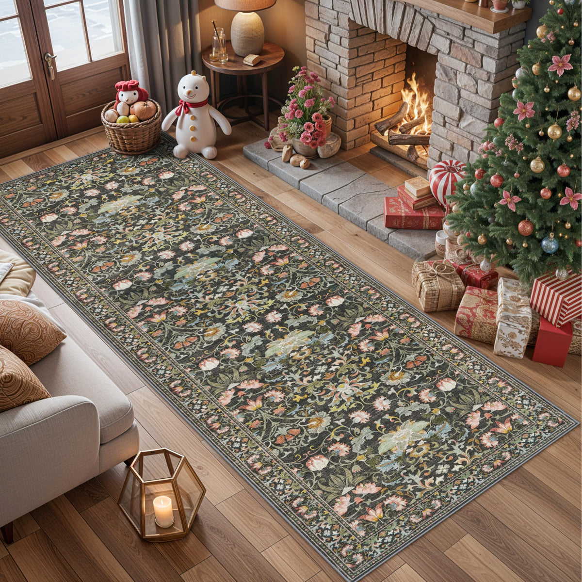 HY Hao Yun Lai wide hallway runner 3x10 green enhances entryway style and comfort.
