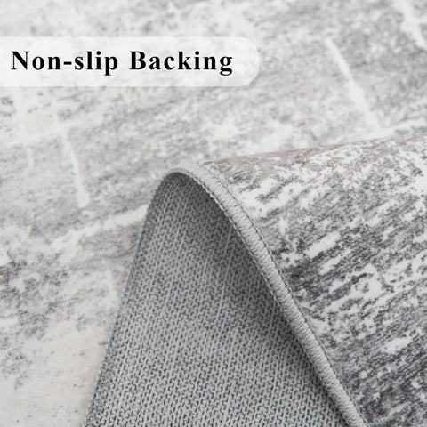 HY HAO YUN LAI abstract 2x8 runner with non-slip base for safe entryways.