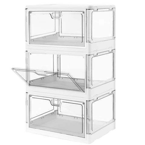 HYBRIDEAS clear bin with top lid shows quick inventory and organization.