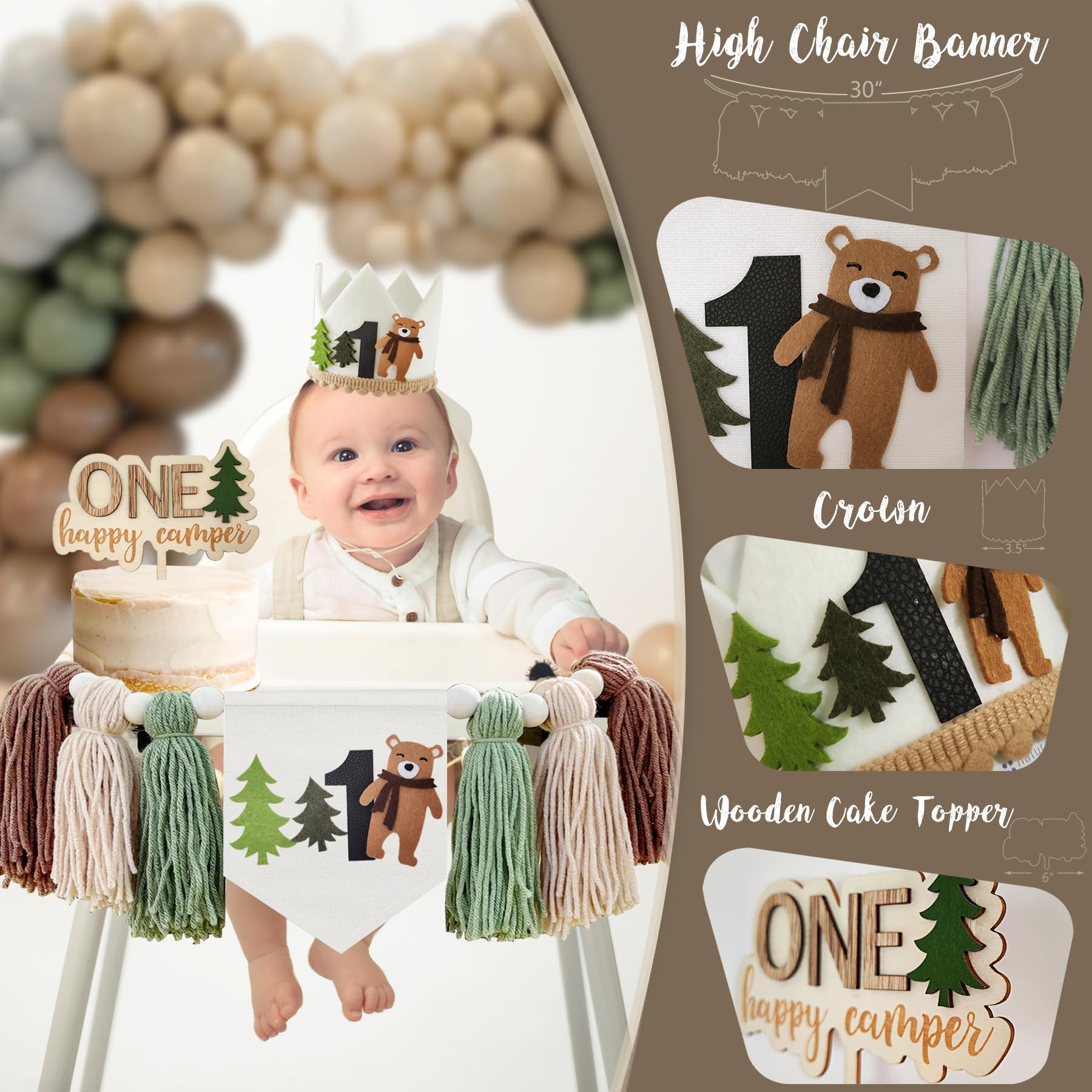 HYCSANBAO Bear foil balloon accents the camping theme