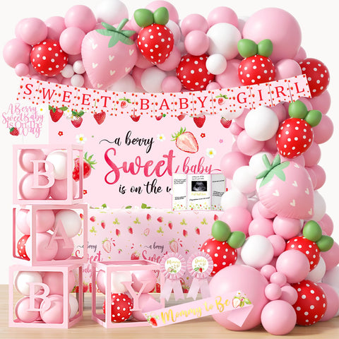 HYCSANBAO strawberry backdrop for baby shower