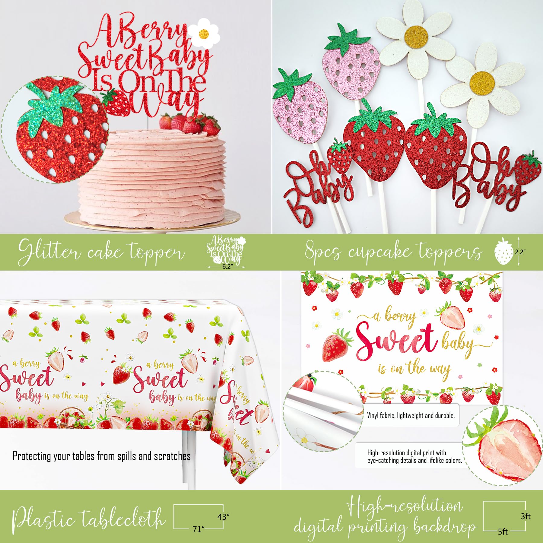 HYCSANBAO strawberry balloon garland frames the celebration arch.