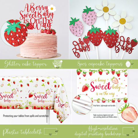 HYCSANBAO strawberry balloon garland frames the celebration arch.