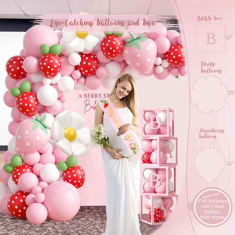 HYCSANBAO strawberry balloon garland creates a festive vibe