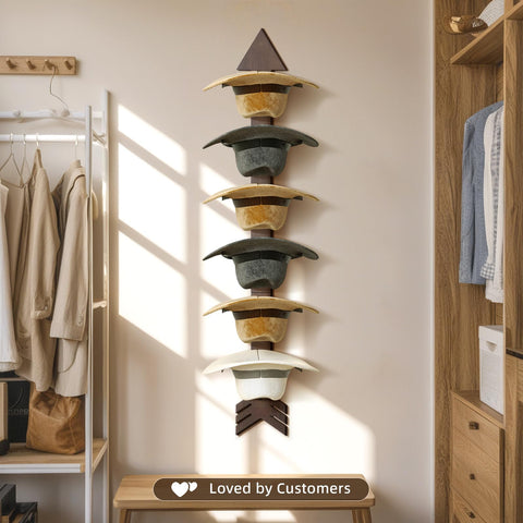 HYDERMUS heavy-duty metal hooks and thick board ensure durable hat storage.