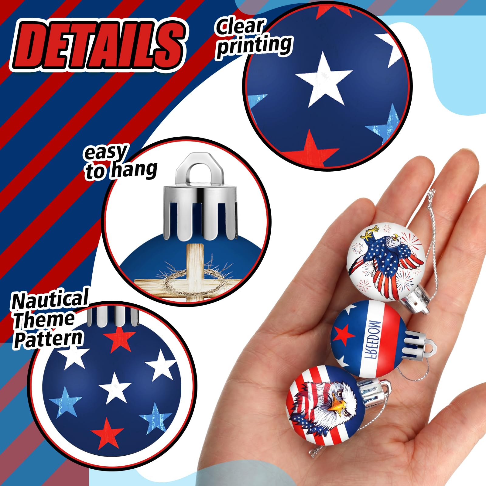 HyDren red white blue bunting ornament for outdoor parties.