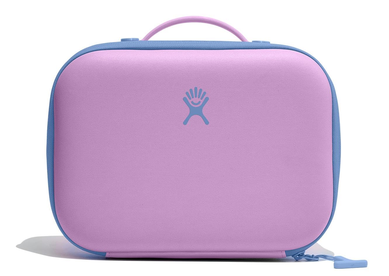 Hydro Flask kid lunch box in anemone purple, front view, keeps snacks fresh for school.
