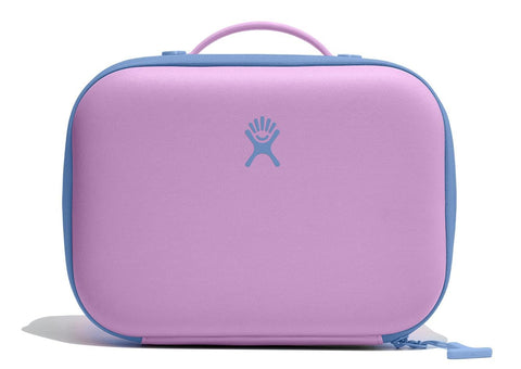 Hydro Flask kid lunch box in anemone purple, front view, keeps snacks fresh for school.