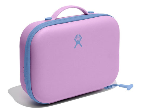 Hydro Flask kid lunch box, lid open, easy access for quick PBJ and fruit.