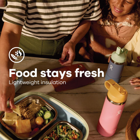 Hydro Flask lunch box, wide cavity, fits containers and bento boxes neatly.