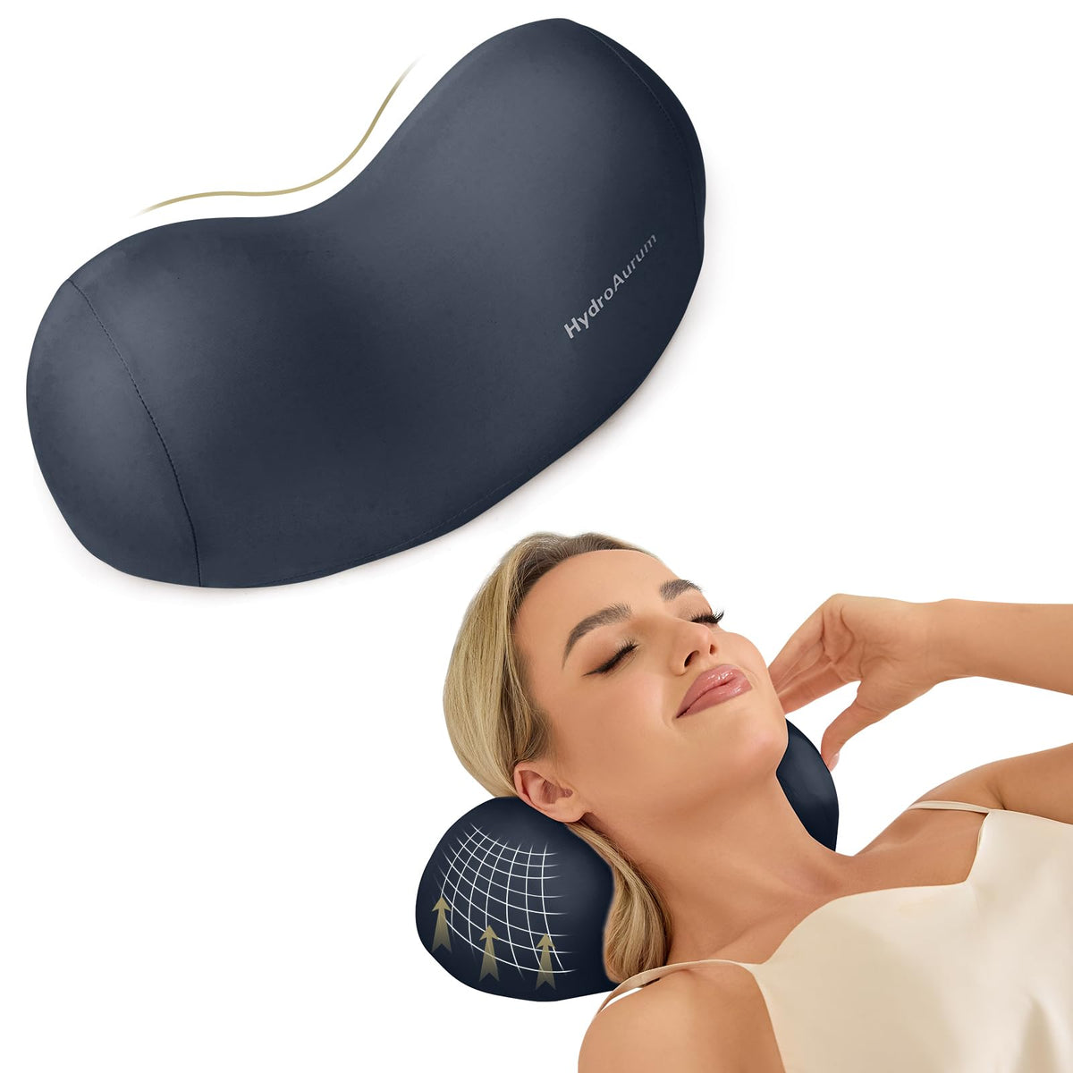 HydroAurum cervical neck pillow with wave design supports alignment.