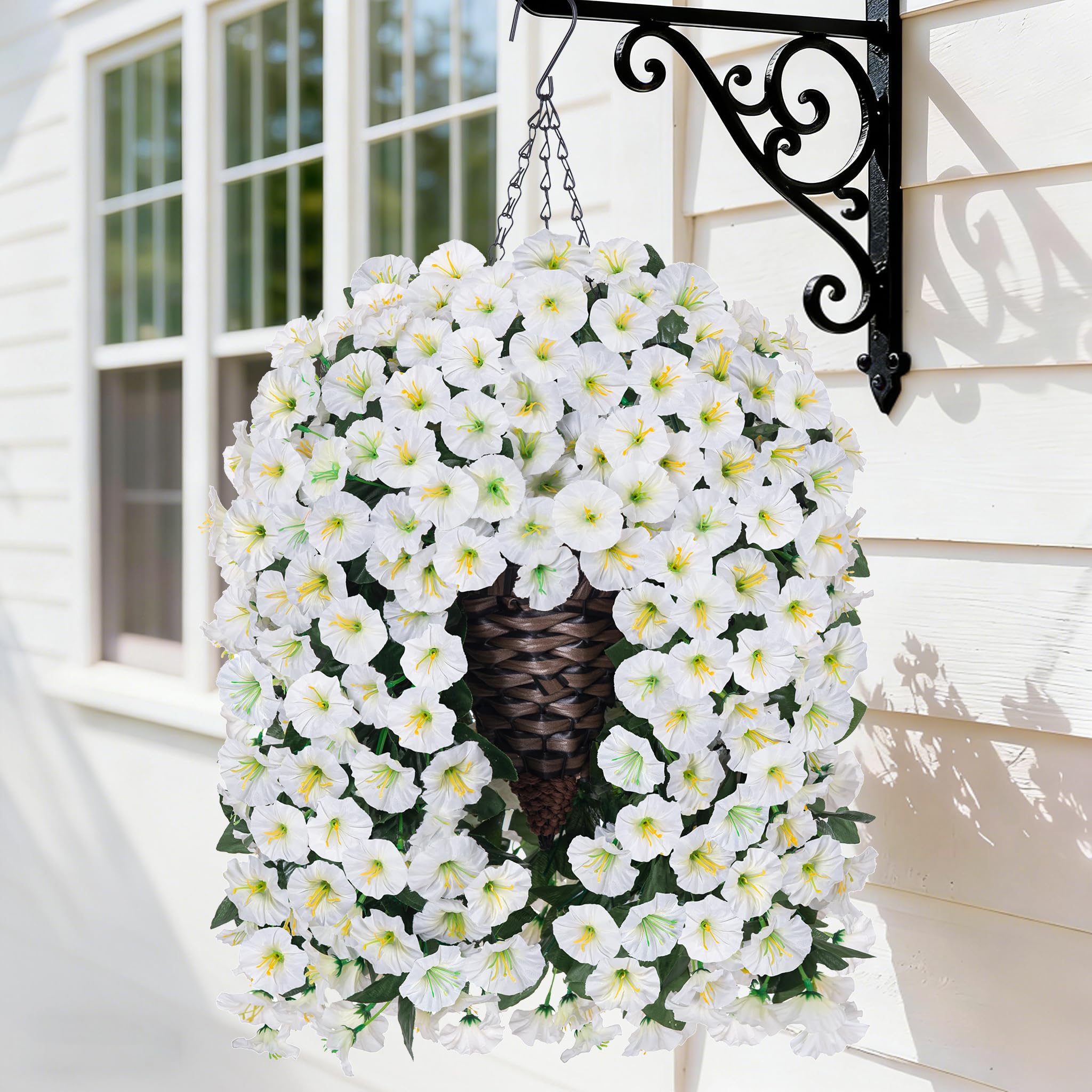 HyeFlora hanging orchid basket white for outdoor decor and year-round charm.
