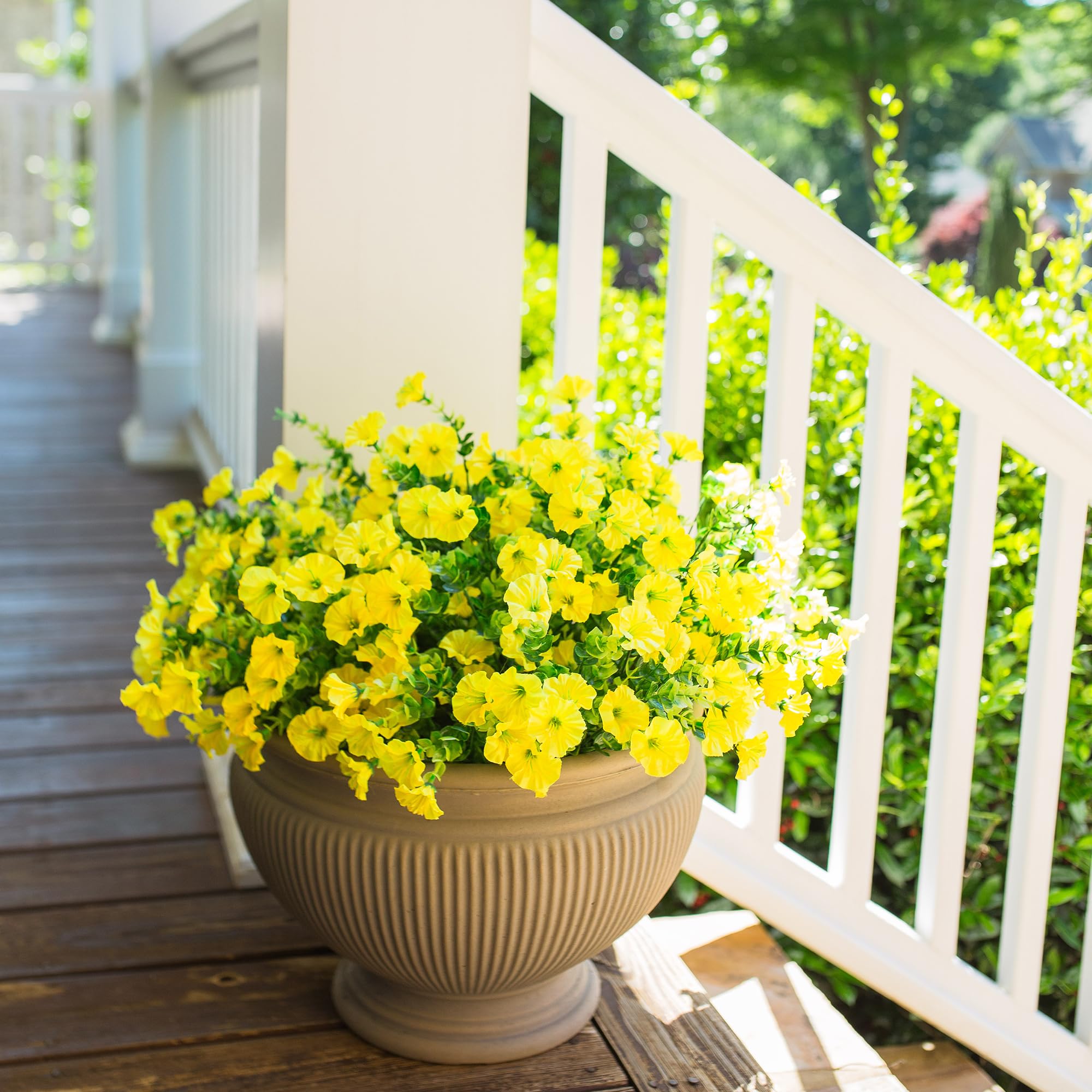 HyeFlora 12-bundle yellow morning glory with eucalyptus for easy upkeep