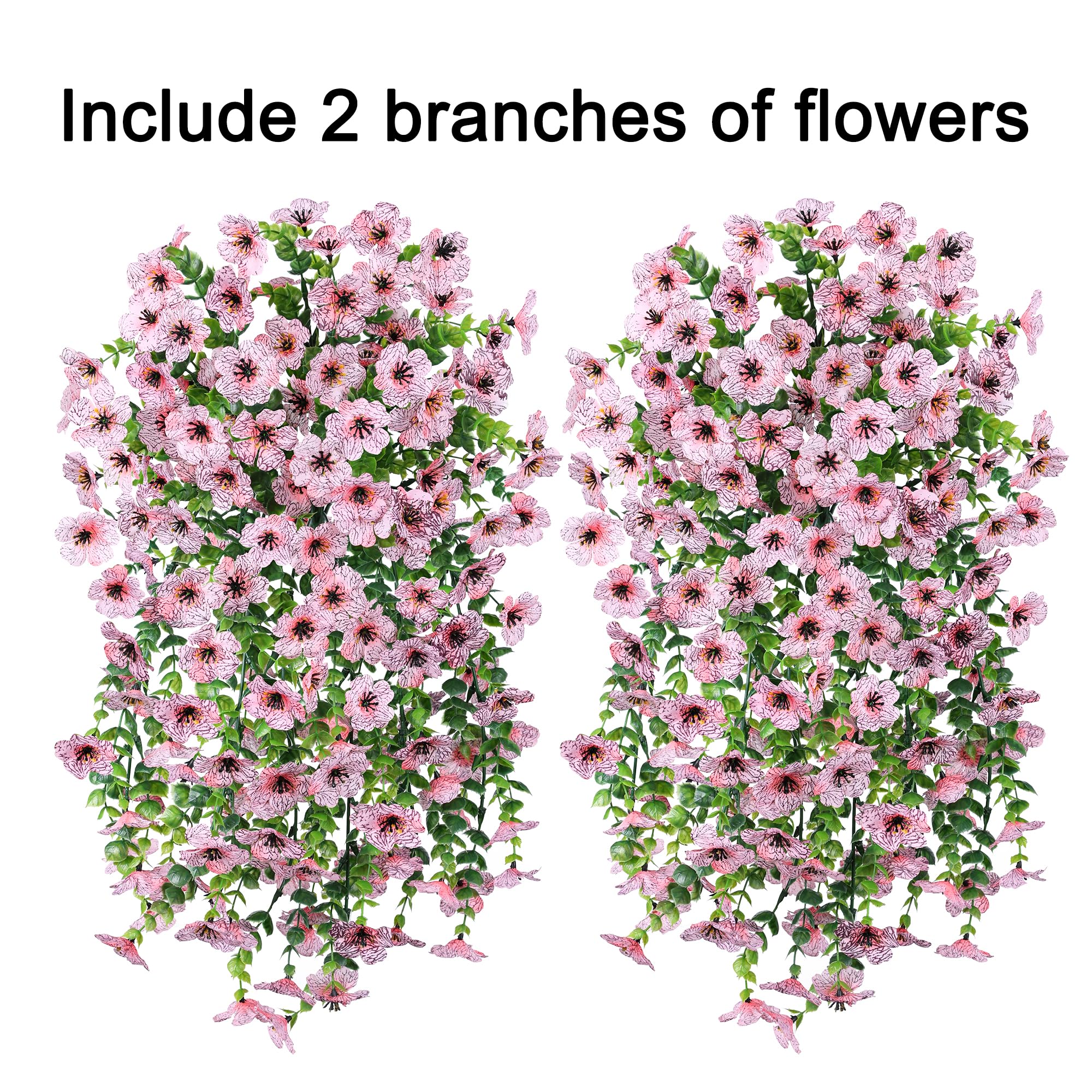 HyeFlora 2pc pink artificial flowers with eucalyptus leaves for outdoor charm.