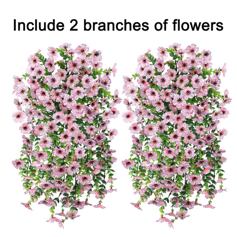 HyeFlora 2pc pink artificial flowers with eucalyptus leaves for outdoor charm.