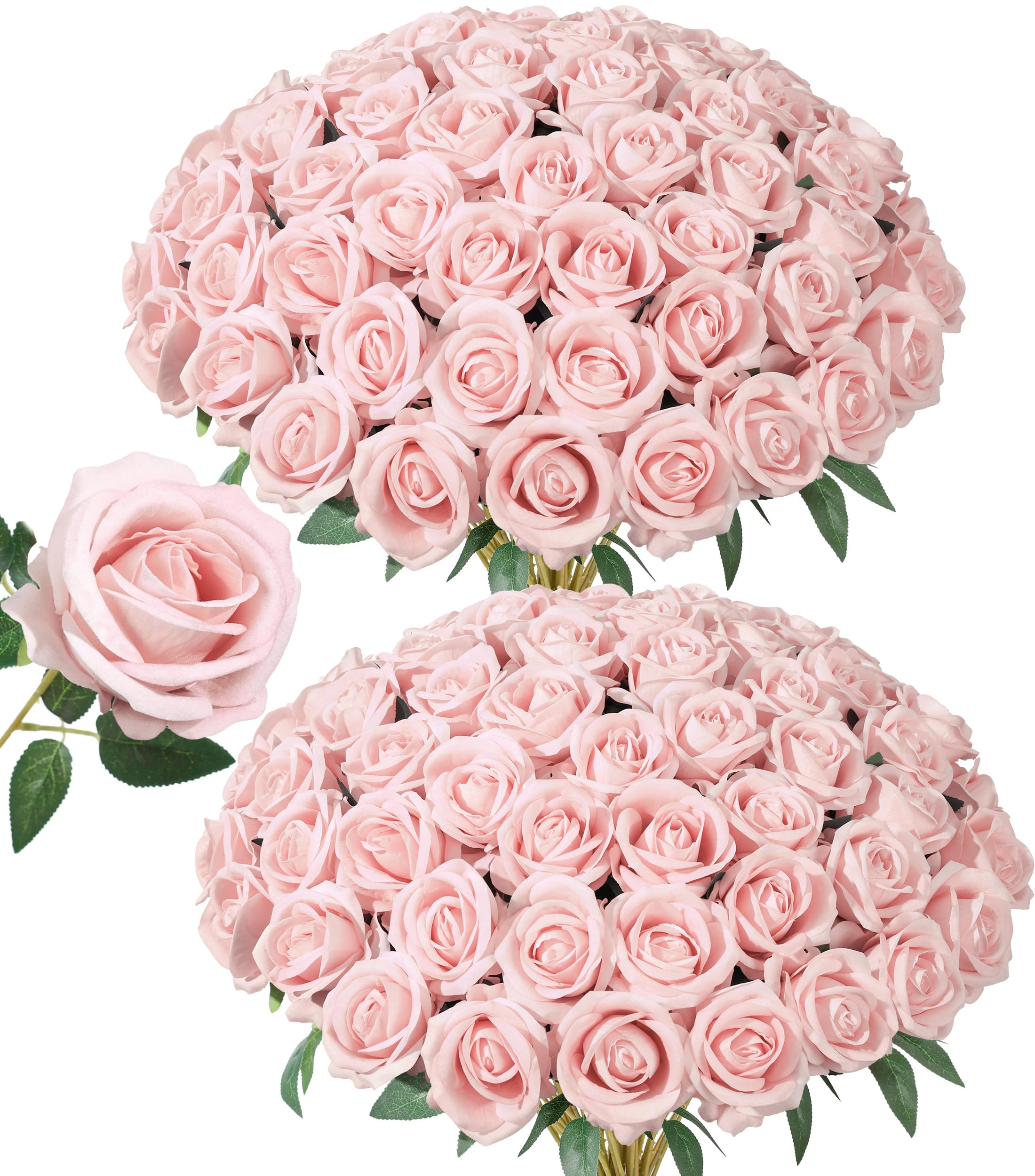 HyeFlora blush roses with long stems for DIY bouquets and centerpieces.