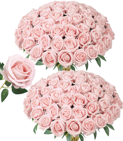 HyeFlora blush roses with long stems for DIY bouquets and centerpieces.