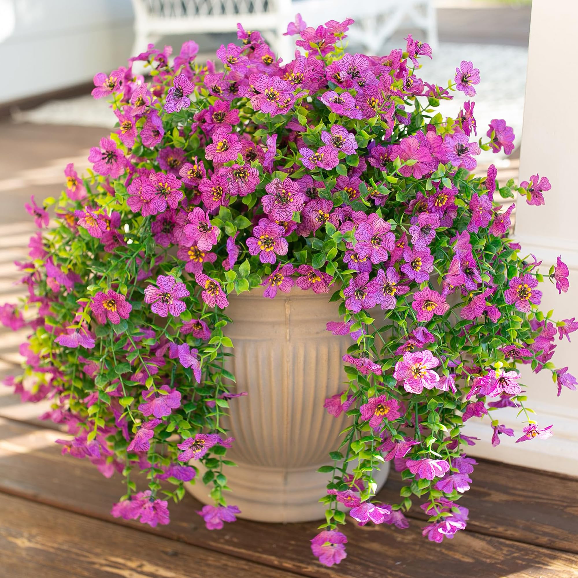 HyeFlora outdoor purple artificial flowers garland 2pc adds year-round color to porch decor