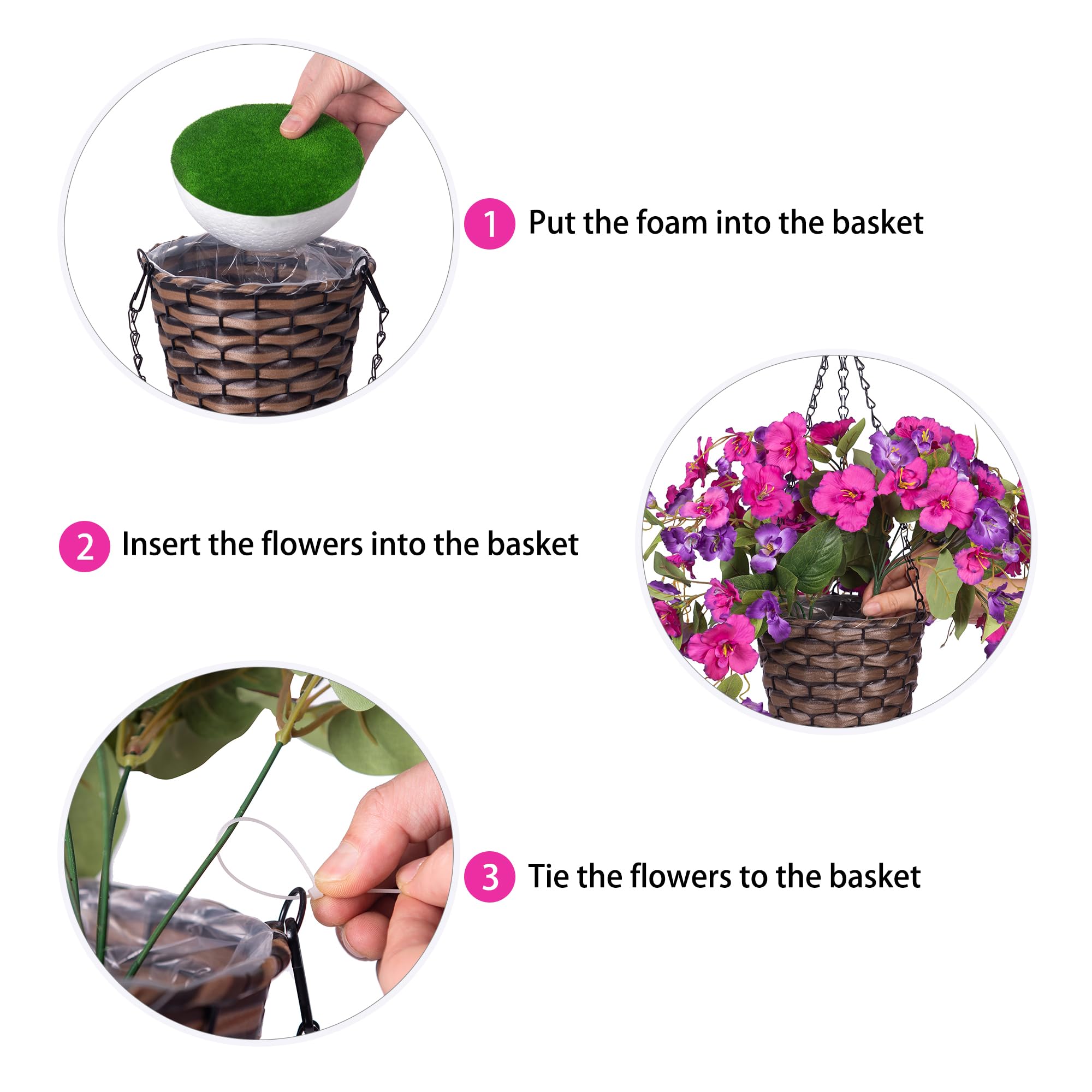HyeFlora hanging hibiscus flowers in an outdoor setup, vibrant and maintenance-free.
