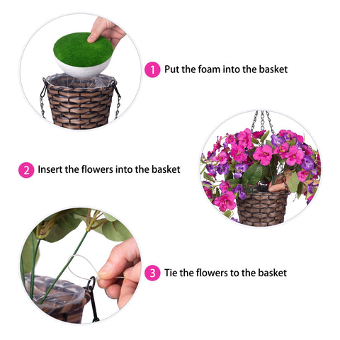 HyeFlora hanging hibiscus flowers in an outdoor setup, vibrant and maintenance-free.