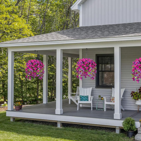 HyeFlora artificial hanging hibiscus basket flowers UV-resistant decor for patios and balconies.