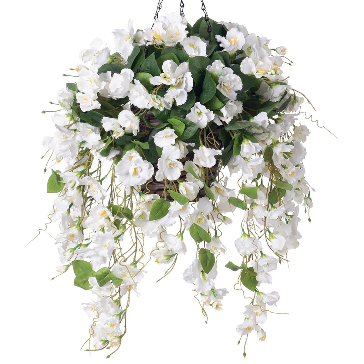 HyeFlora artificial hanging hibiscus in white basket for outdoor decor