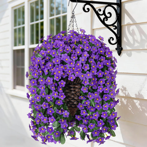 HyeFlora artificial hanging orchid basket outdoors boosts curb appeal.