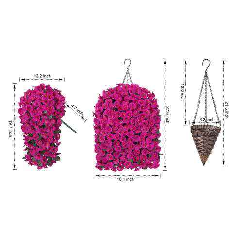 HyeFlora artificial hanging plant basket for porch decor with quick 5-minute setup.