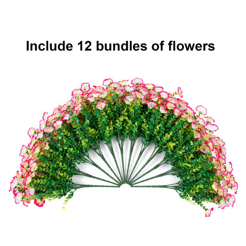 HyeFlora artificial outdoor flowers in planter display for durable styling.