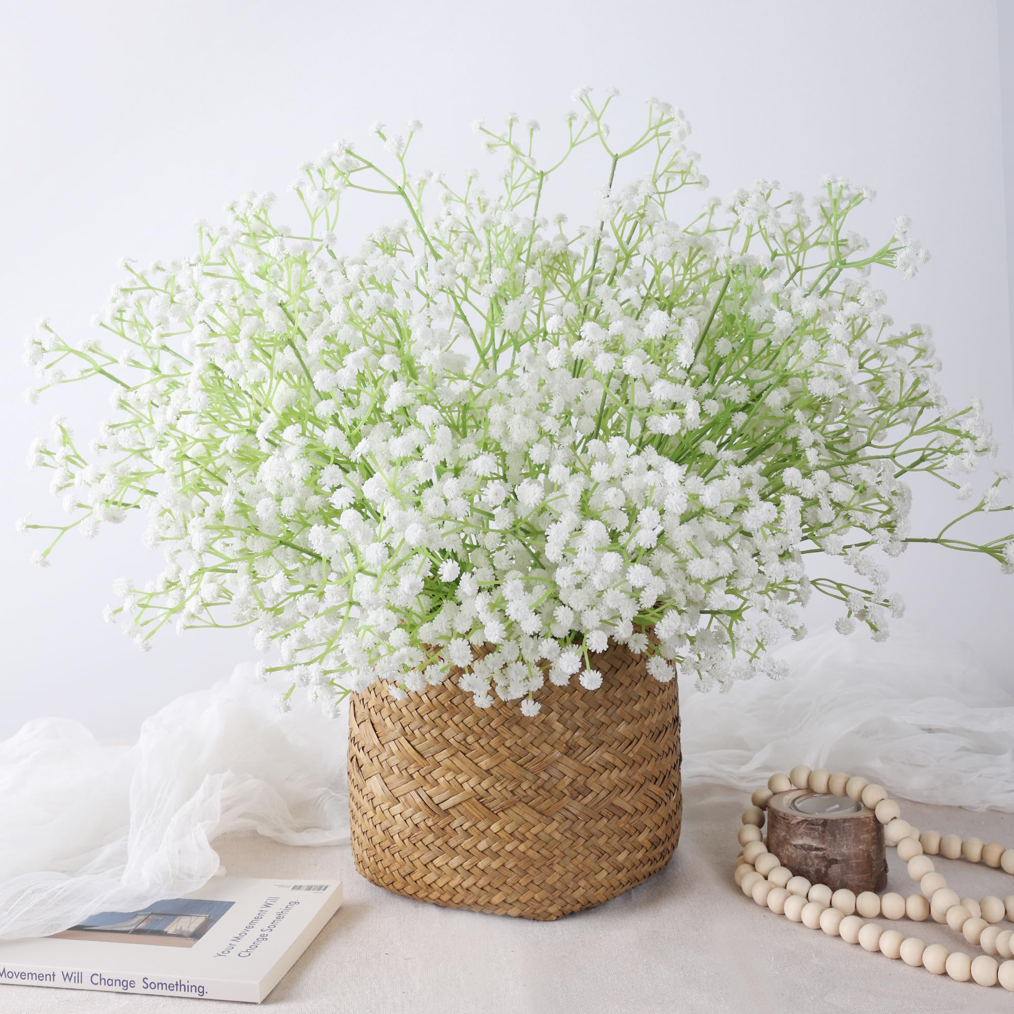 HyeFlora Babys Breath vase arrangement showcases elegant white flowers for tables and displays